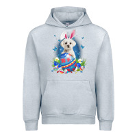 Heather Grey Bunny Maltese With Egg Basket Easter Flower Hunting Egg Urban Hoodie - minhPixels