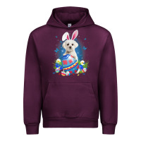Mauve Wine Bunny Maltese With Egg Basket Easter Flower Hunting Egg Urban Hoodie - minhPixels