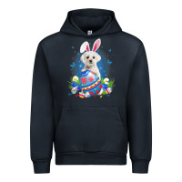 Navy Bunny Maltese With Egg Basket Easter Flower Hunting Egg Urban Hoodie - minhPixels