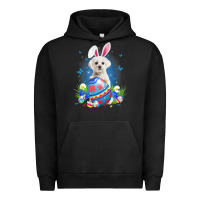 Pigment Black Bunny Maltese With Egg Basket Easter Flower Hunting Egg Urban Hoodie - minhPixels