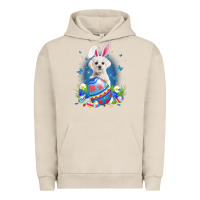 Pigment French Oak Bunny Maltese With Egg Basket Easter Flower Hunting Egg Urban Hoodie - minhPixels