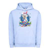 Pigment Grape Ice Bunny Maltese With Egg Basket Easter Flower Hunting Egg Urban Hoodie - minhPixels