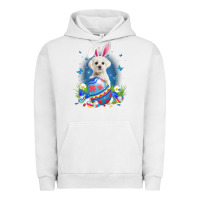 Pigment Lunar Rock Bunny Maltese With Egg Basket Easter Flower Hunting Egg Urban Hoodie - minhPixels