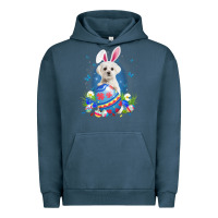 Pigment Midnight Navy Bunny Maltese With Egg Basket Easter Flower Hunting Egg Urban Hoodie - minhPixels