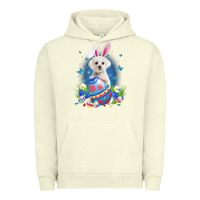 Pigment Pistachio Bunny Maltese With Egg Basket Easter Flower Hunting Egg Urban Hoodie - minhPixels