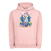 Pigment Salmon Bunny Maltese With Egg Basket Easter Flower Hunting Egg Urban Hoodie - minhPixels