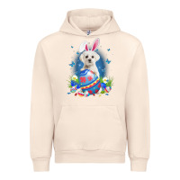 Sandshell Bunny Maltese With Egg Basket Easter Flower Hunting Egg Urban Hoodie - minhPixels