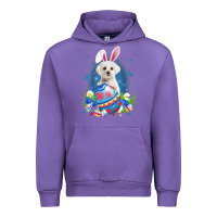 Tulip Bunny Maltese With Egg Basket Easter Flower Hunting Egg Urban Hoodie - minhPixels