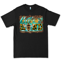 Black bee kind with sunflower and leopard background Premium Tee - Artiststas