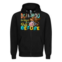 Black Deja Moo I've Heard Tih Bull Before Zipper Hoodie - CowhideDigitalArt