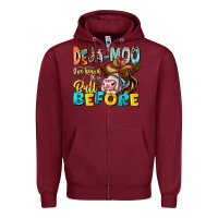 Burgundy Deja Moo I've Heard Tih Bull Before Zipper Hoodie - CowhideDigitalArt