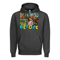 Charcoal Heather Deja Moo I've Heard Tih Bull Before Zipper Hoodie - CowhideDigitalArt