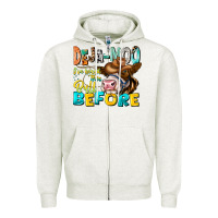 Oatmeal Heather Deja Moo I've Heard Tih Bull Before Zipper Hoodie - CowhideDigitalArt