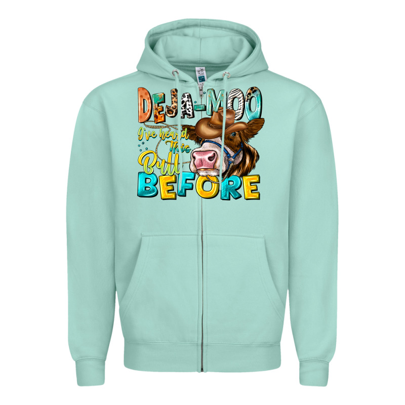 Deja Moo I've Heard Tih Bull Before Zipper Hoodie by CowhideDigitalArt | Teevron