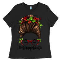 Black christmas merry mama Ladies Tee - Jasminsmagicworld