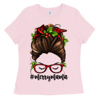 Bubblegum Pink christmas merry mama Ladies Tee - Jasminsmagicworld