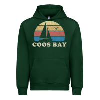 Forest Green Coos Bay Or Vintage Sailboat 70S Throwback Sunset Urban Hoodie - minhPixels
