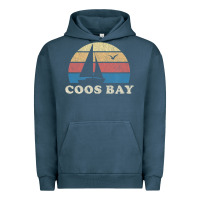 Pigment Midnight Navy Coos Bay Or Vintage Sailboat 70S Throwback Sunset Urban Hoodie - minhPixels