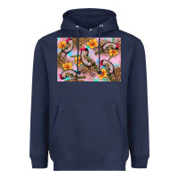 Navy Baby monkey flowers Heavyweight Hoodie - Artiststas