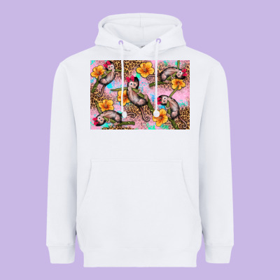 Baby Monkey Flowers Heavyweight Hoodie Designed By Artiststas