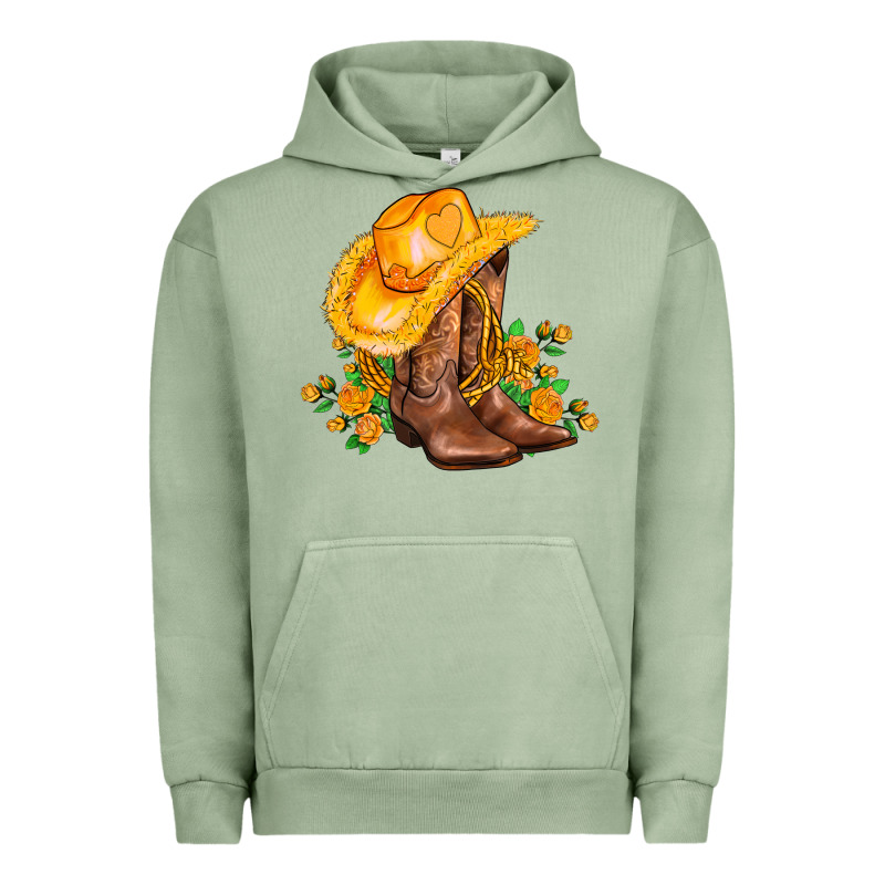 Yellow  Cowgirl And Roses Urban Hoodie by AdoDesignShop | Teevron