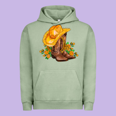 Yellow  Cowgirl And Roses Urban Hoodie Designed By Adodesignshop