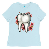 Baby Blue floral tooth Ladies Tee - Jasminsmagicworld