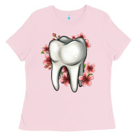 Bubblegum Pink floral tooth Ladies Tee - Jasminsmagicworld
