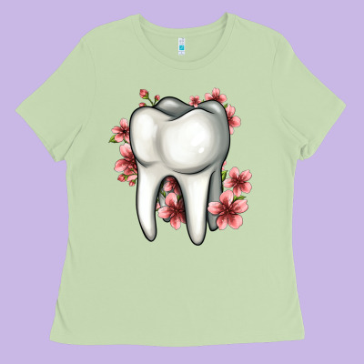 Floral Tooth Ladies Tee Designed By Jasminsmagicworld