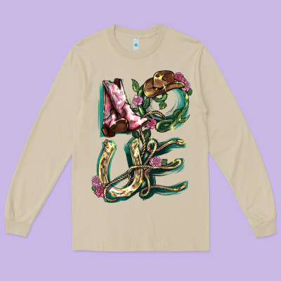 Love Boots Horseshoe Long Sleeve Tee Designed By Howdyjamesfarm