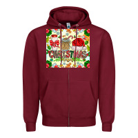 Burgundy Christmas Vibes Zipper Hoodie - CowhideDigitalArt