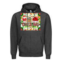 Charcoal Heather Christmas Vibes Zipper Hoodie - CowhideDigitalArt