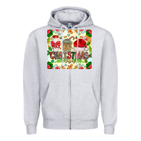 Heather Grey Christmas Vibes Zipper Hoodie - CowhideDigitalArt