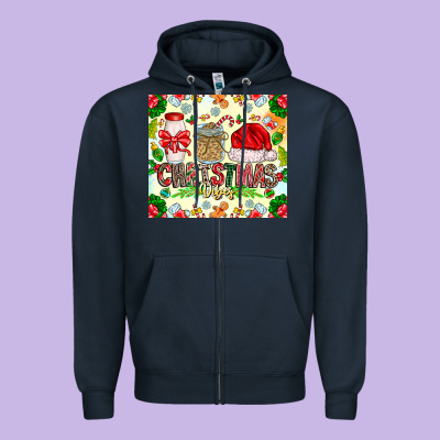 Christmas Vibes Zipper Hoodie Designed By Cowhidedigitalart