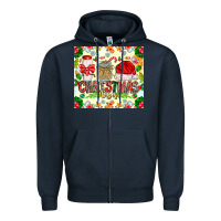 Navy Christmas Vibes Zipper Hoodie - CowhideDigitalArt