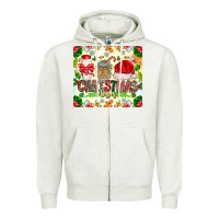 Oatmeal Heather Christmas Vibes Zipper Hoodie - CowhideDigitalArt