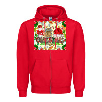 Red Christmas Vibes Zipper Hoodie - CowhideDigitalArt