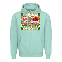 Seafoam Christmas Vibes Zipper Hoodie - CowhideDigitalArt