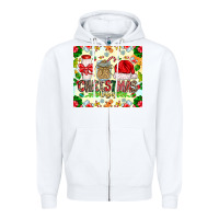 White Christmas Vibes Zipper Hoodie - CowhideDigitalArt