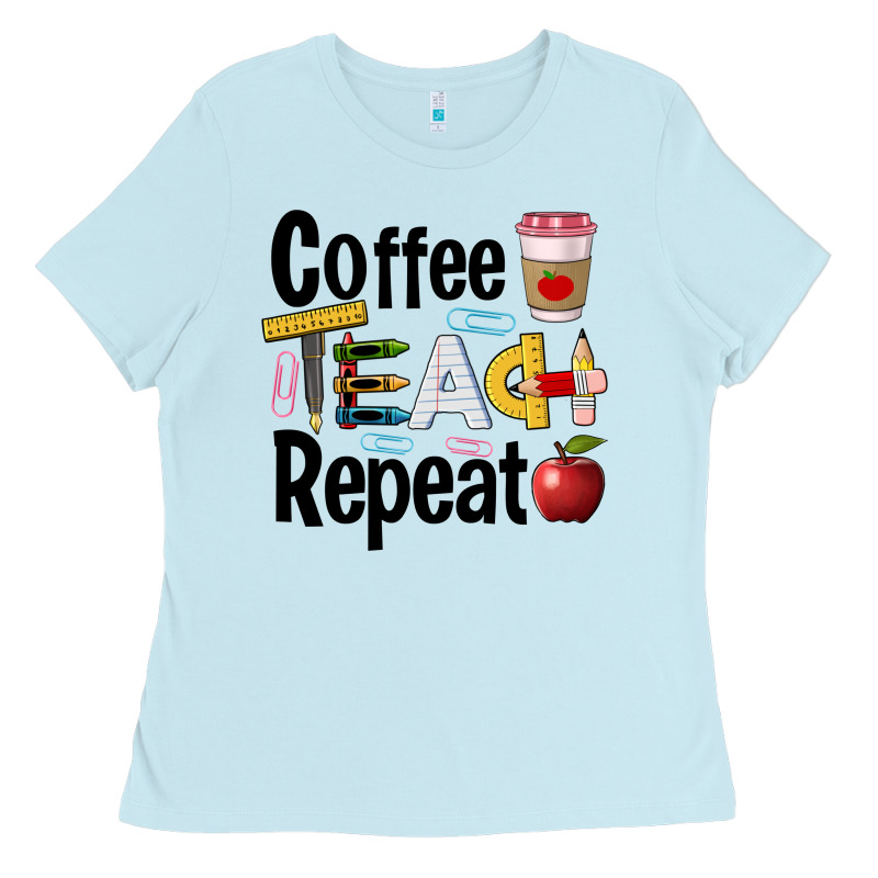 Coffee Teach Repeat Ladies Tee by BarkalooDesign | Teevron