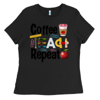 Black coffee teach repeat Ladies Tee - BarkalooDesign
