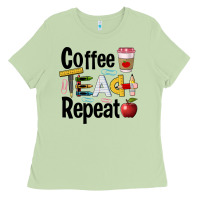 Matcha coffee teach repeat Ladies Tee - BarkalooDesign