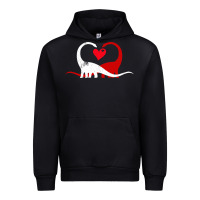 Black funny hearts love dinosaur valentine s day gift boys girls Urban Hoodie - minhPixels