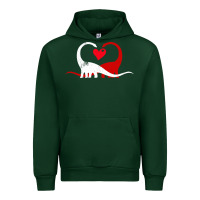 Forest Green funny hearts love dinosaur valentine s day gift boys girls Urban Hoodie - minhPixels
