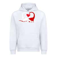 White funny hearts love dinosaur valentine s day gift boys girls Urban Hoodie - minhPixels