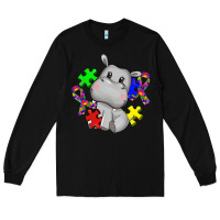 Black autism hippopotamus Long Sleeve Tee - CowGirlArtShop