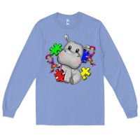 Colony Blue autism hippopotamus Long Sleeve Tee - CowGirlArtShop