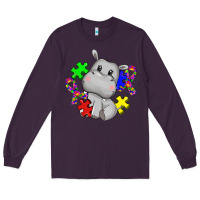 Autism Hippopotamus Long Sleeve Tee | Teevron