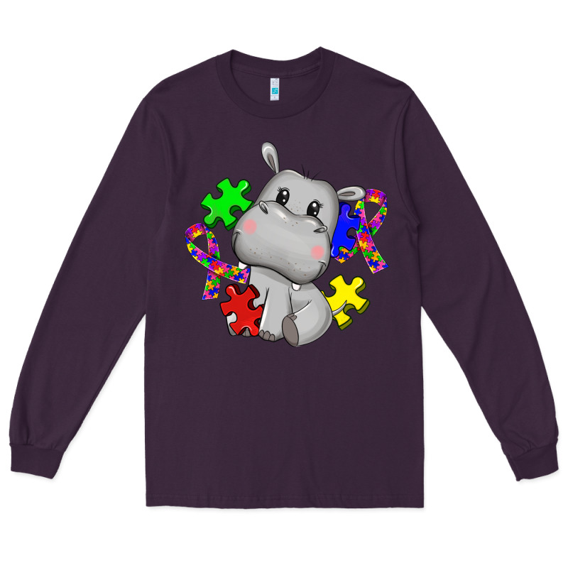 Autism Hippopotamus Long Sleeve Tee by CowGirlArtShop | Teevron