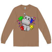 Toasted Coconut autism hippopotamus Long Sleeve Tee - CowGirlArtShop